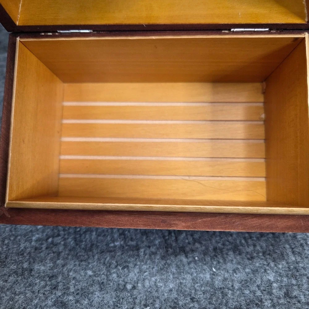 Vintage Wooden Hand Carved Polish Trinket Jewelry Storage Box Made In Poland